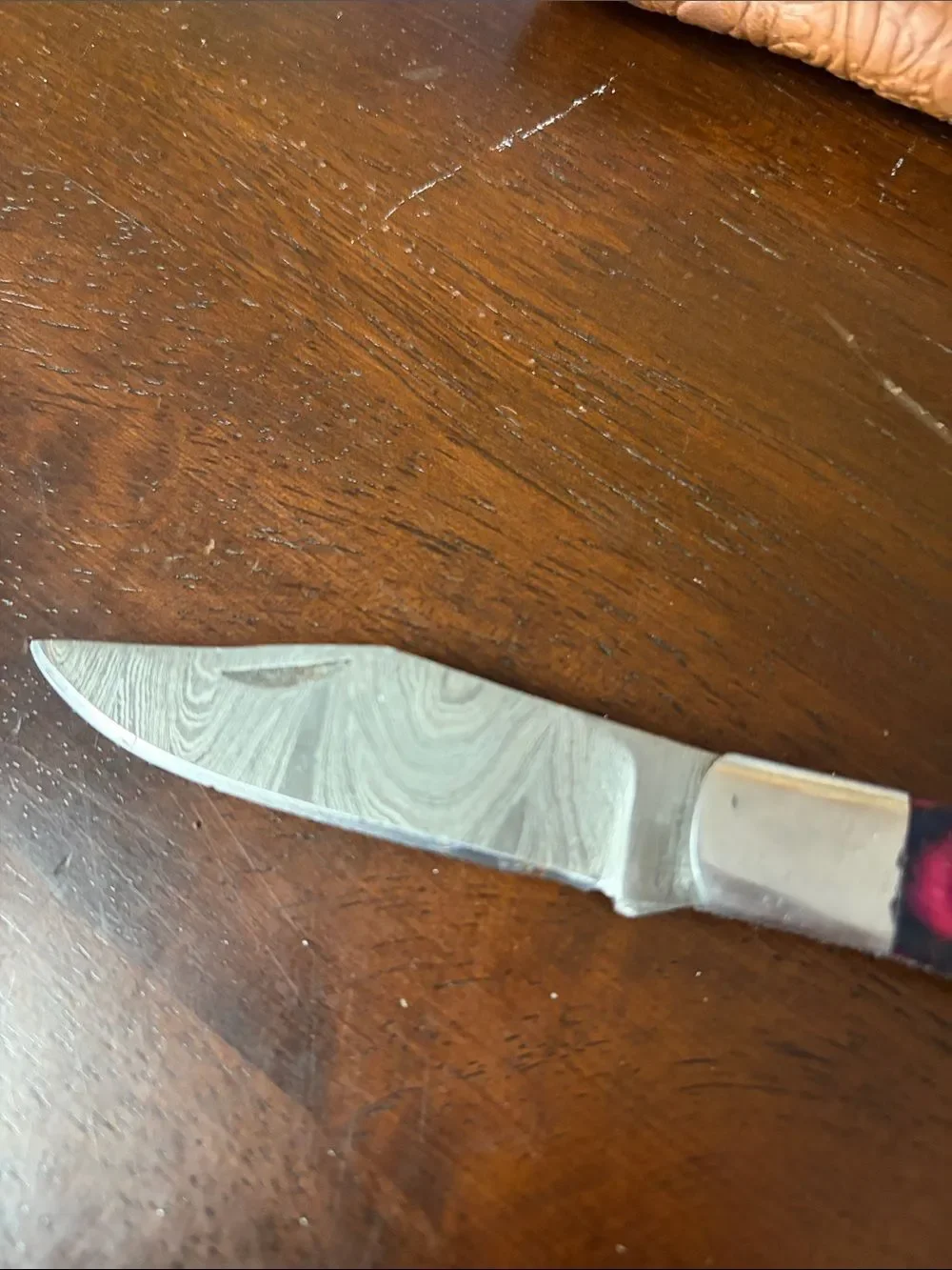 Hand crafted 6.25” folding Damascus steel